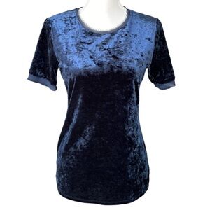 NWT Philosophy-Crushed Navy Velvet Top